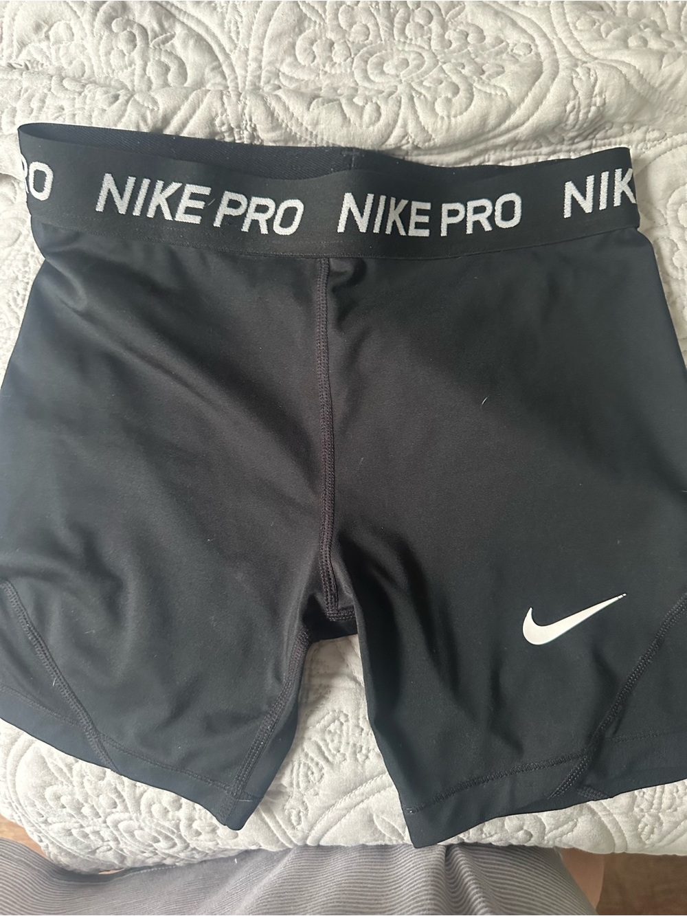 Nike Black Compression Shorts with White Logo